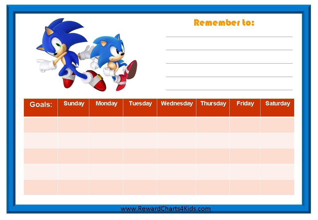 chart spiderman printable sticker Charts Behavior Sonic